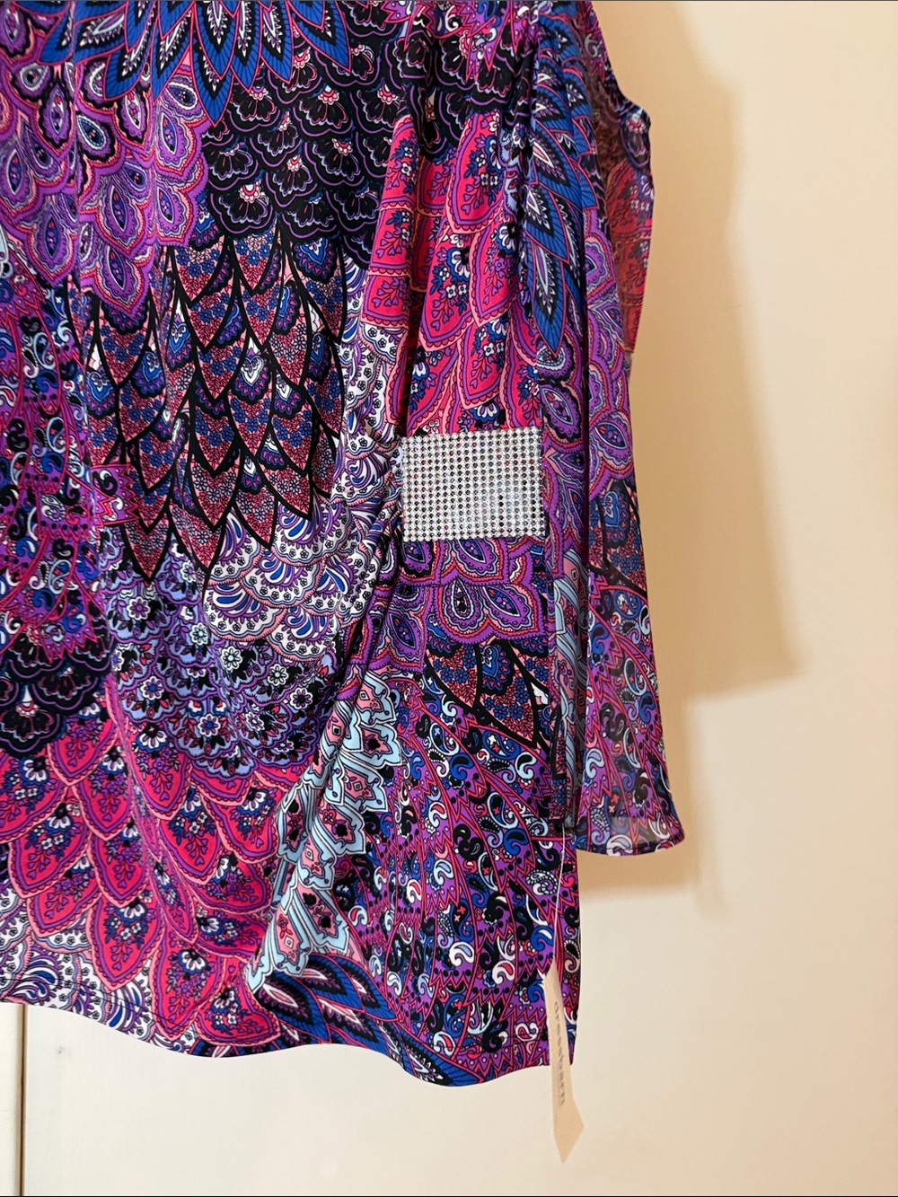 Women’s Cold-Shoulder Blouse in Pink & Purple - Dress barn - Picture 7 of 7